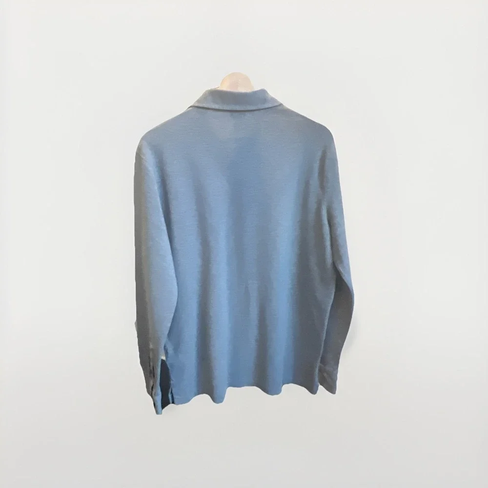 Polo Ralph Lauren Mens Gray Slim Fit Long Sleeve‎ Polo Shirt Preppy Classic